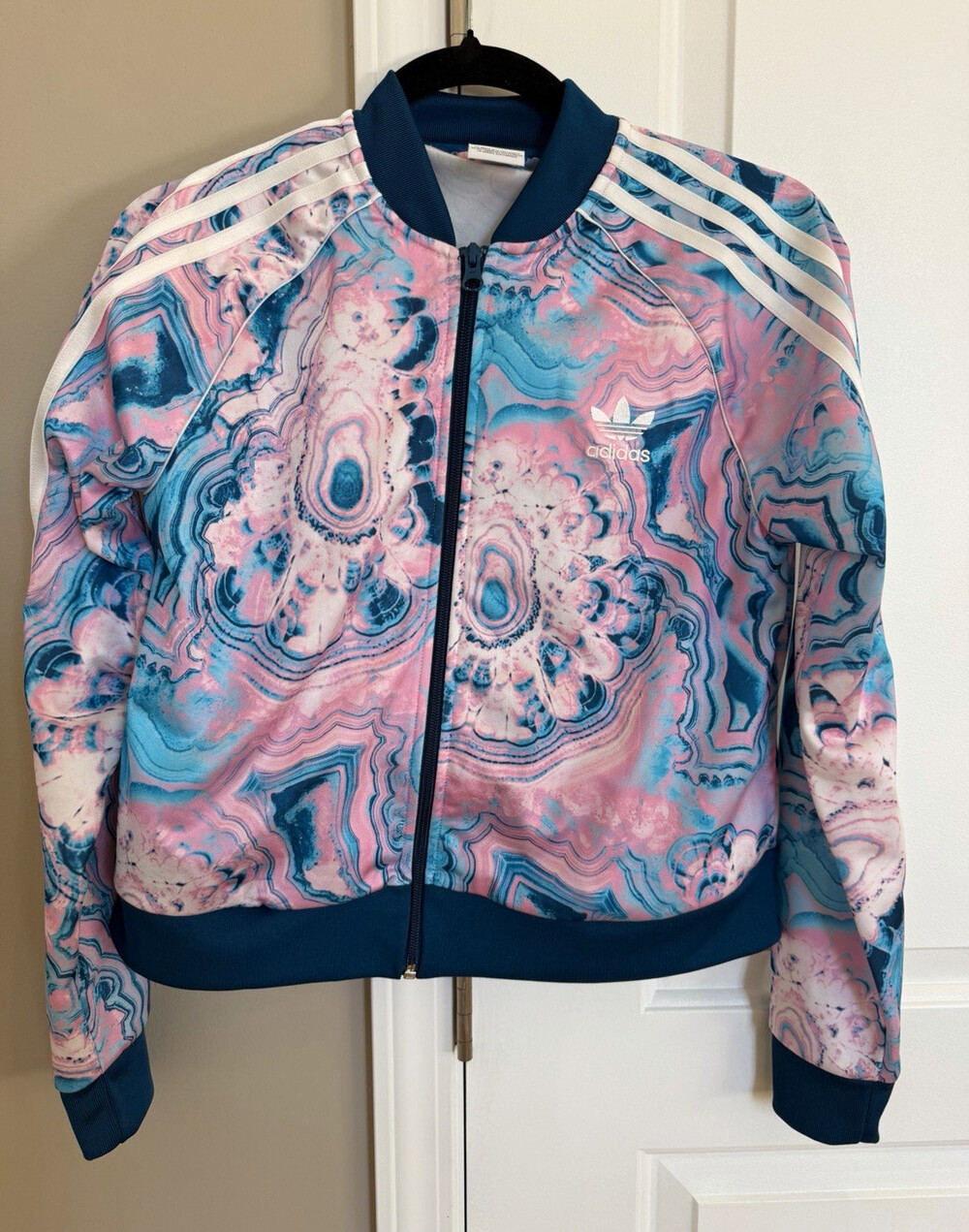 adidas Originals Juniors L Pink/Blue Abstract Full Zip Track Jacket